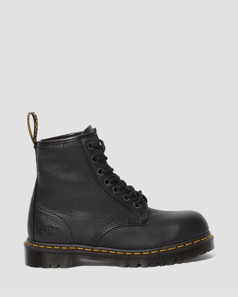 Men's Dr Martens Icon 7B10 Leather Steel Toe Work Boots Black | AU 651SGL